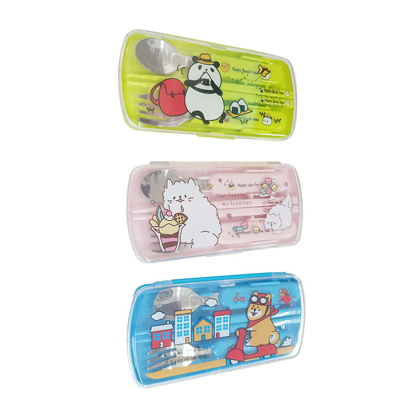 箸スプーンフォーク３点セット（アニマル柄） ダイソー(DAISO)