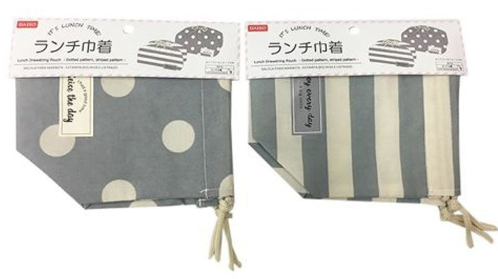 ランチ巾着（ドット柄、ボーダー柄） ダイソー(DAISO)