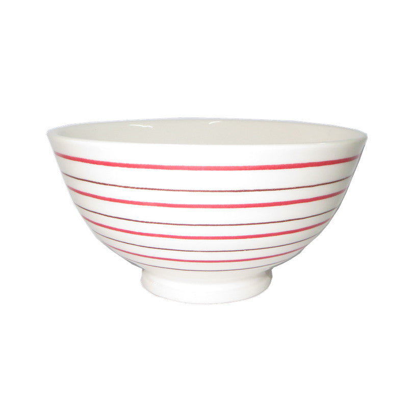 茶碗（二色ライン、赤） ダイソー(DAISO)