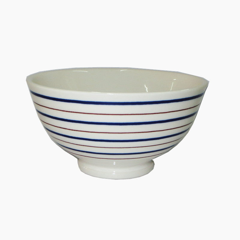 茶碗（二色ライン、青） ダイソー(DAISO)