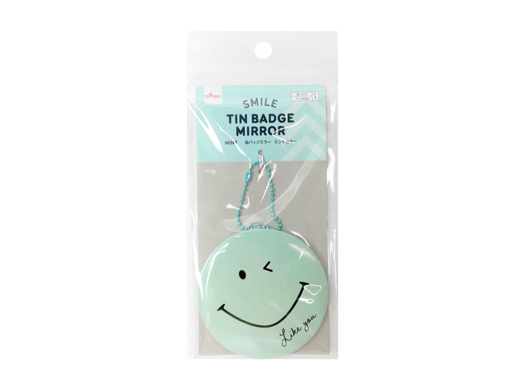 缶バッジミラー（スマイリー、ミントカラー） ダイソー(DAISO)