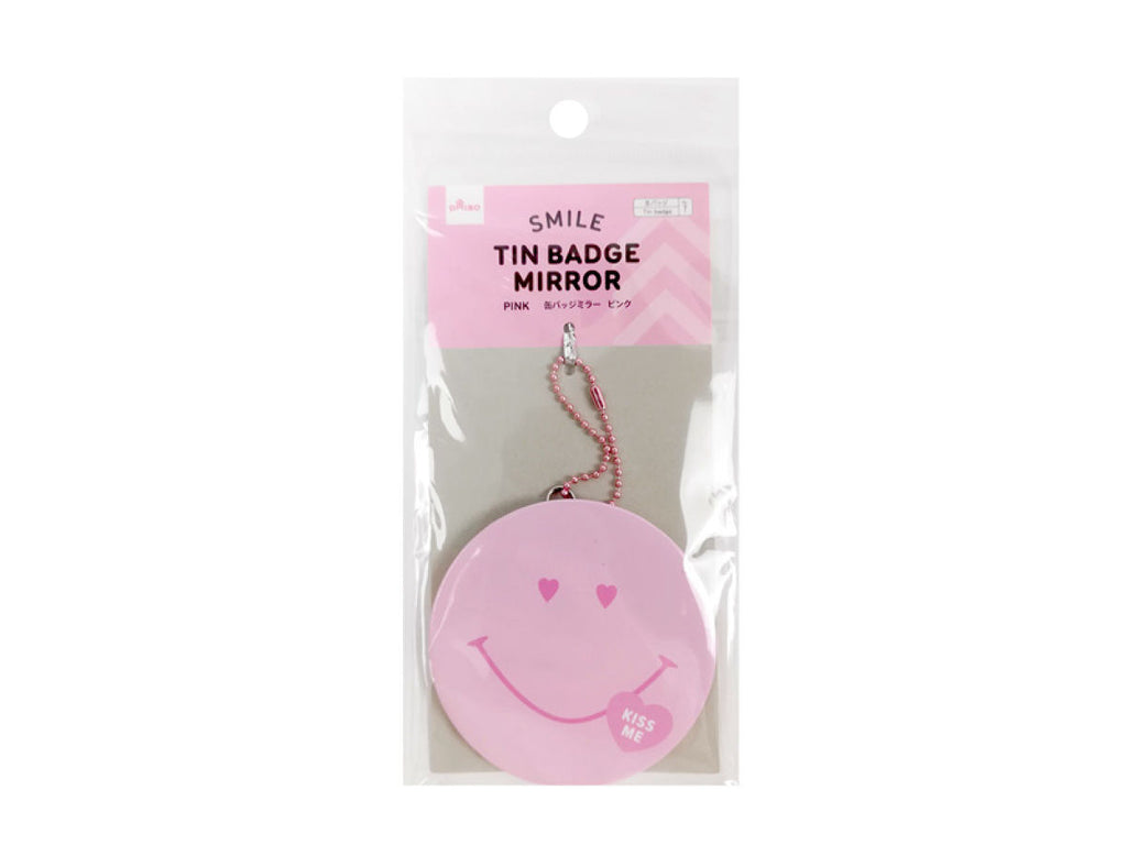 缶バッジミラー（スマイリー、ピンク） ダイソー(DAISO)