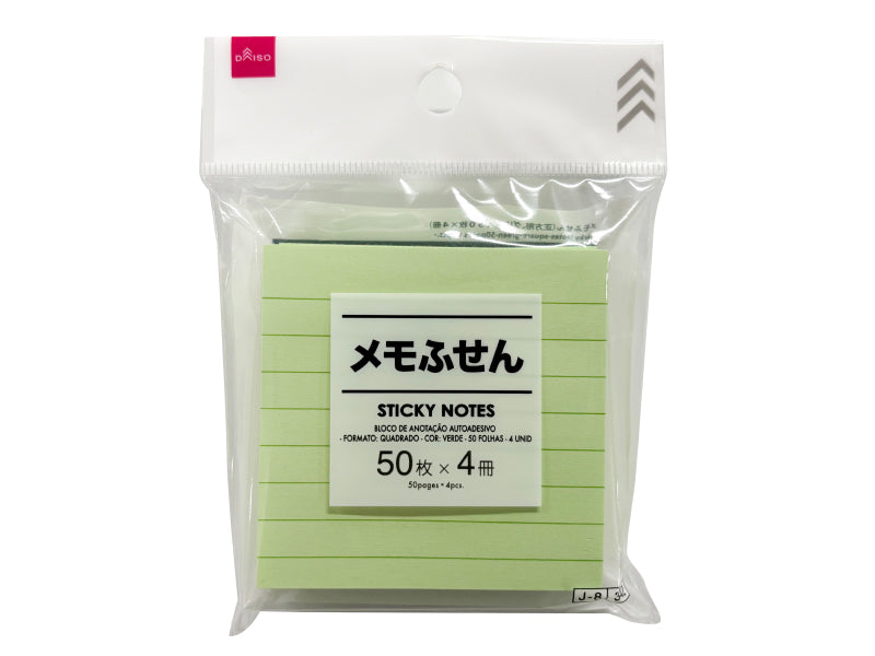 メモふせん（正方形、グリーン、５０枚×４冊） ダイソー(DAISO)