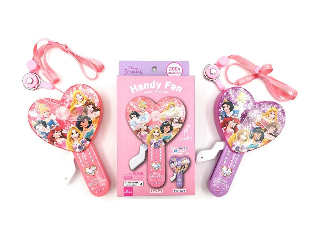 手動ハンディ扇風機、紐付（ディズニープリンセス） ダイソー(DAISO)