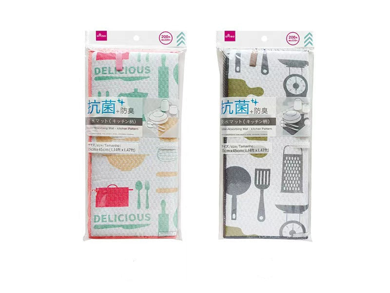 吸水マット（抗菌防臭、キッチン柄） ダイソー(DAISO)