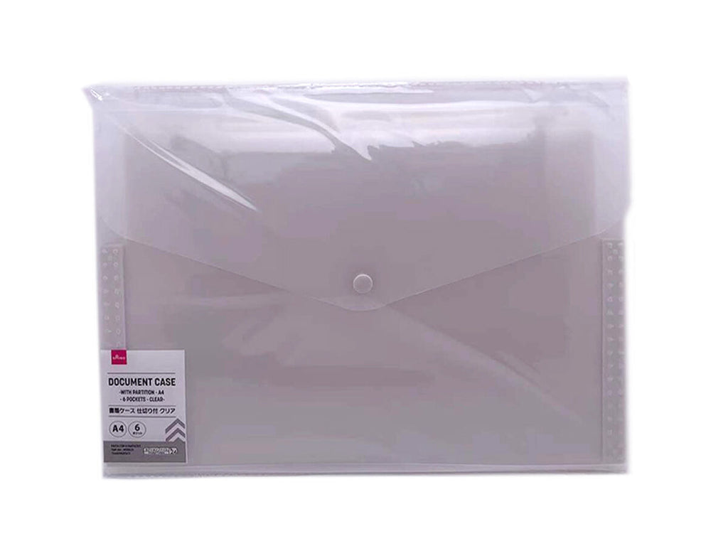 書類ケース（仕切り付、Ａ４、６ポケット、クリア） ダイソー(DAISO)