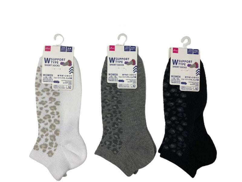 Ｗサポートショートソックス（ヒョウ柄） ダイソー(DAISO)