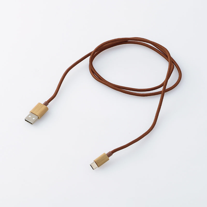 充電・転送ケーブル ＴｙｐｅーＡ ー ＴｙｐｅーＣ ウッディーシリーズ（ナチュラル） ダイソー(DAISO)