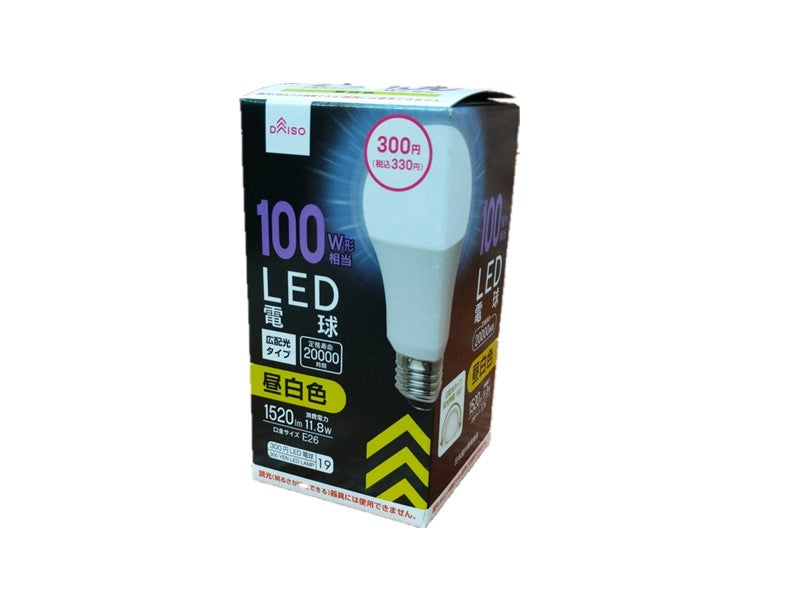 ＬＥＤ電球（１００Ｗ形相当、昼白色、２００００Ｈ） ダイソー(DAISO)