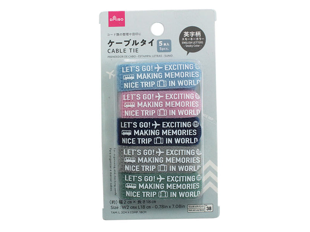 ケーブルタイ（英字柄、５本、スモーキーカラー） ダイソー(DAISO)