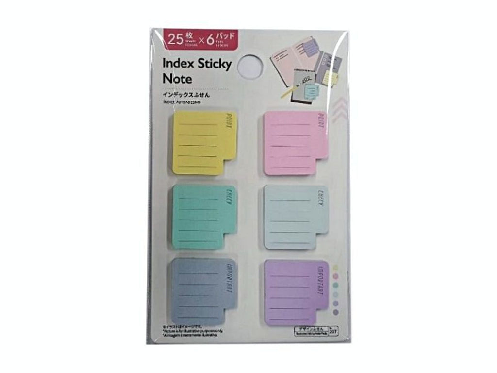 インデックスふせん（２５枚×６パッド、ビビッド） ダイソー(DAISO)