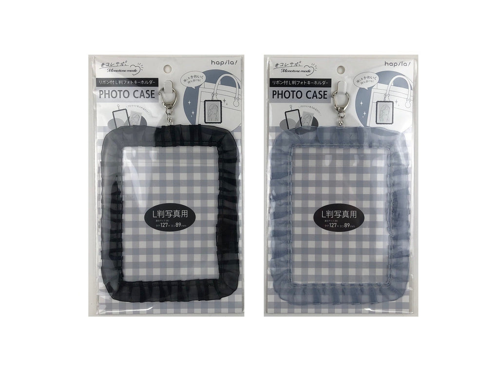 リボン付Ｌ判フォトキーホルダー モノトーン ダイソー(DAISO)