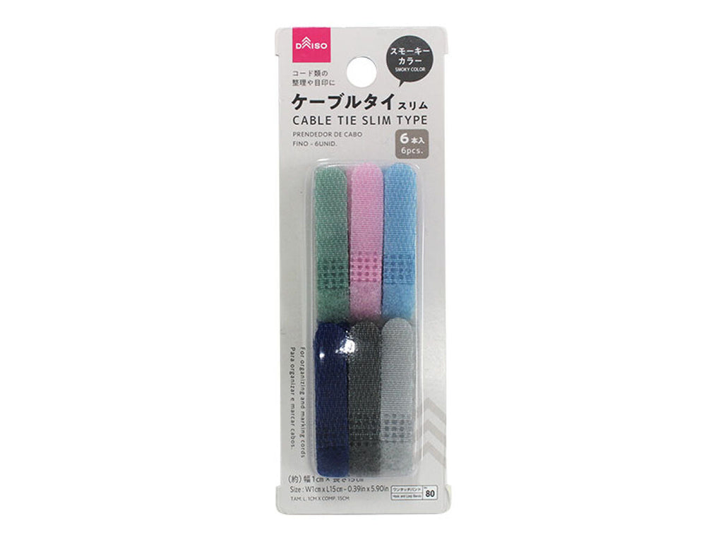 ケーブルタイ（スリム、６本、スモーキーカラー） ダイソー(DAISO)