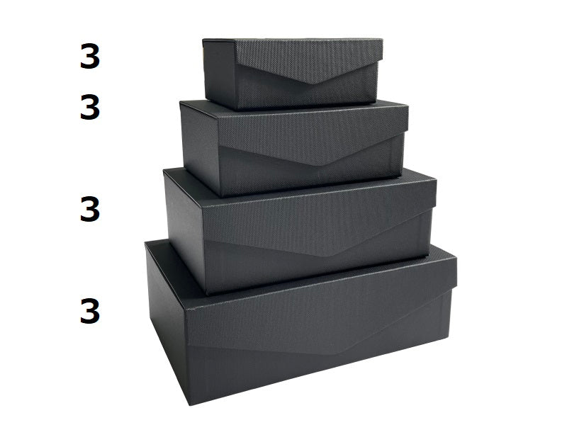 フタ付紙ＢＯＸ（４サイズ、長方形、黒、マット） ダイソー(DAISO)