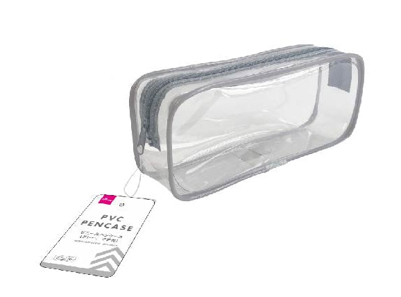ビニールペンケース（グレー、マチ付） ダイソー(DAISO)
