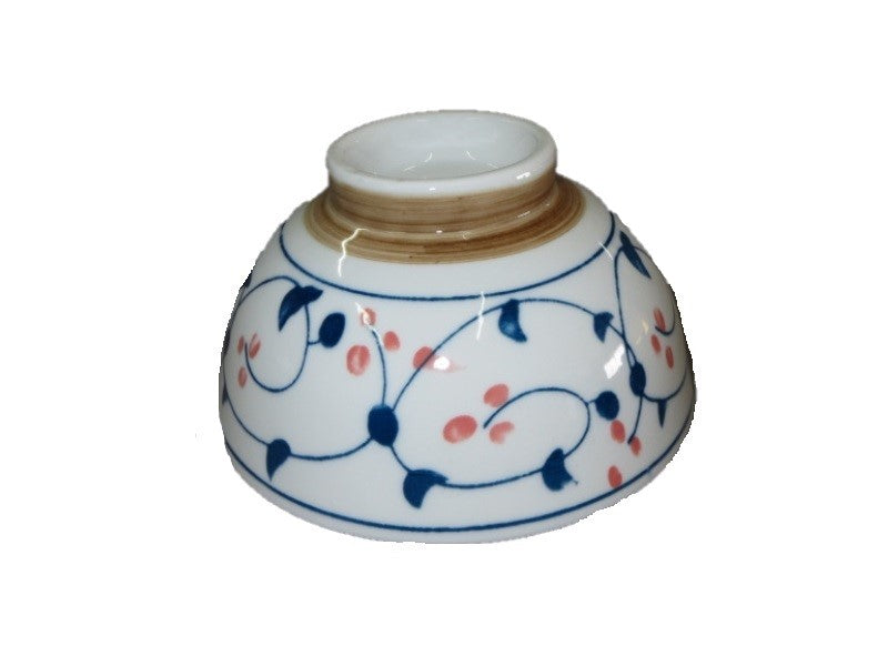 茶碗（つぼみ唐草、赤） ダイソー(DAISO)