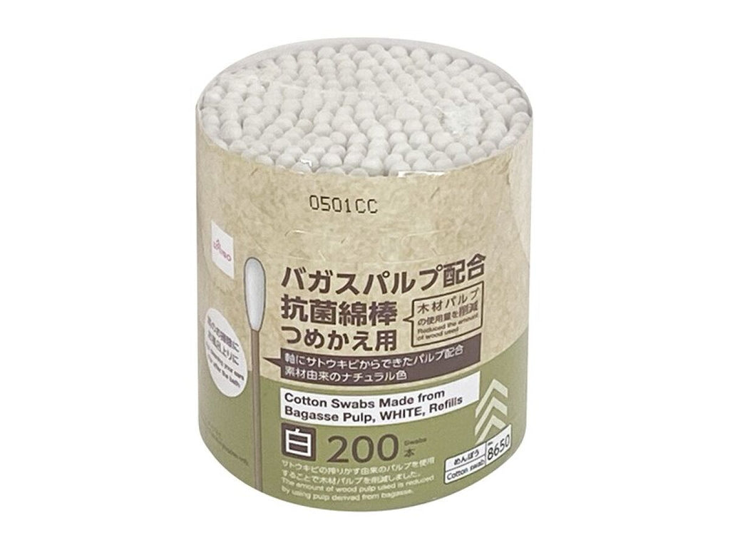 抗菌綿棒（バガスパルプ配合、白、２００本、つめかえ用） ダイソー(DAISO)
