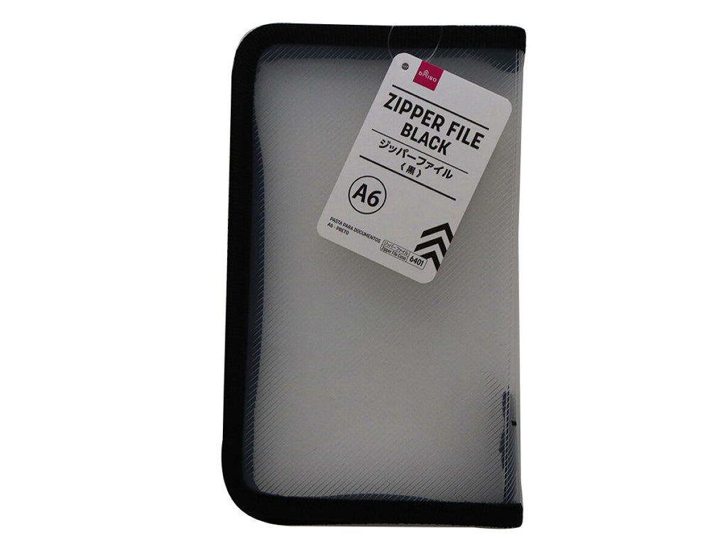 Ａ６ジッパーファイル（黒） ダイソー(DAISO)