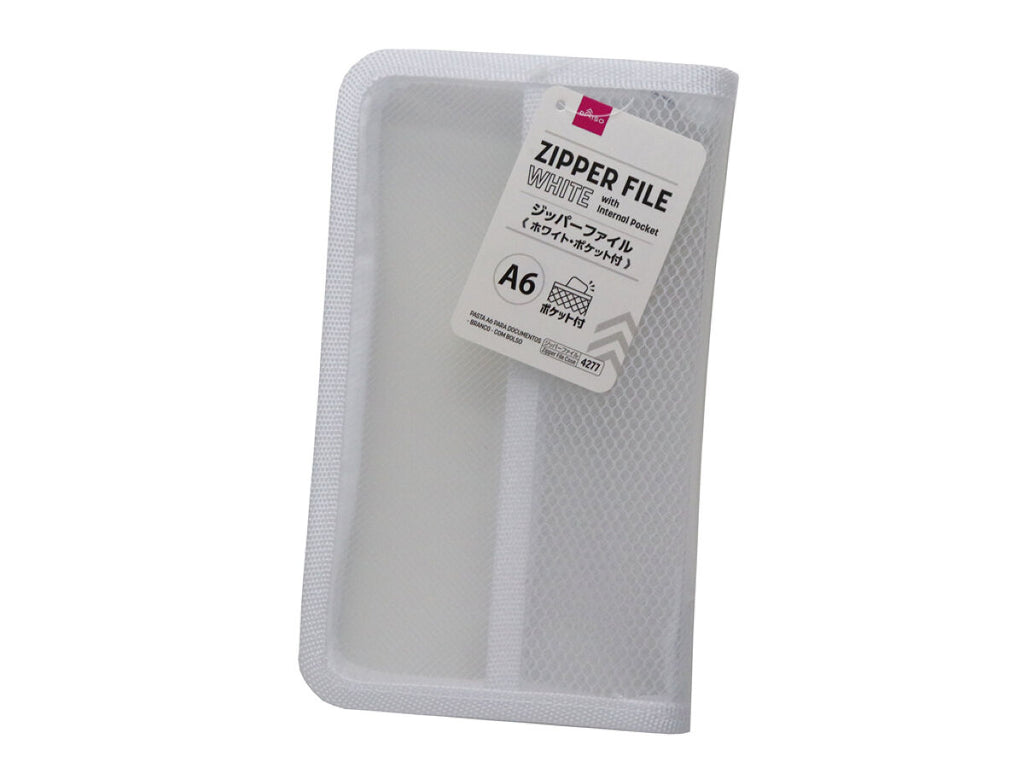 Ａ６ジッパーファイル（ホワイト、ポケット付） ダイソー(DAISO)