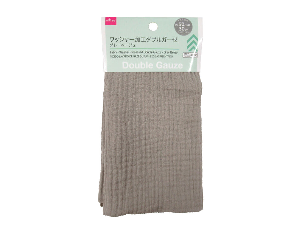 生地（ワッシャー加工ダブルガーゼ、グレーベージュ） ダイソー(DAISO)