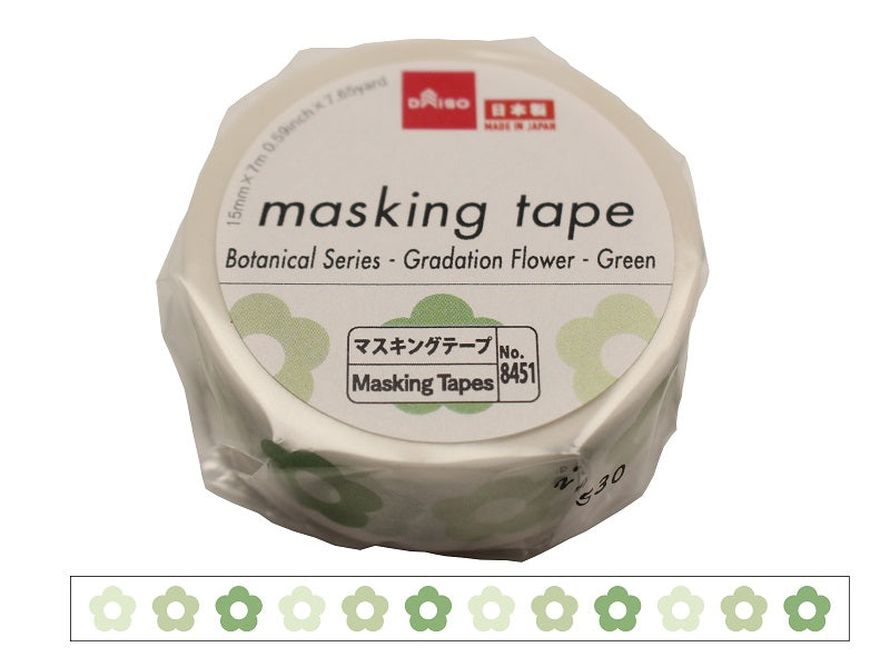 マスキングテープ（ボタニカルシリーズ、グラデーションフラワー、グリーン） ダイソー(DAISO)