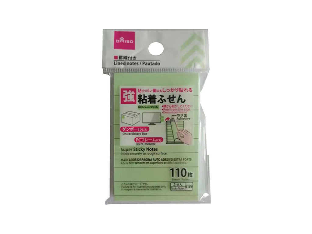 強粘着ふせん（罫線付、緑） ダイソー(DAISO)