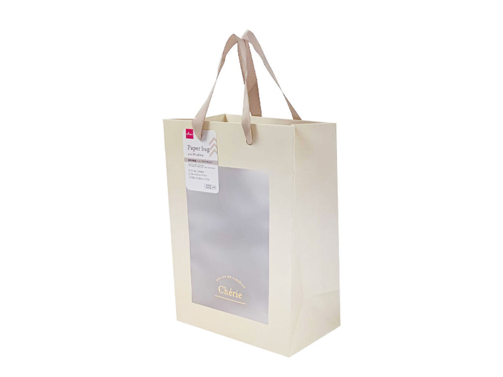 窓付き紙袋（シンプルテキスト、ライトグレー） ダイソー(DAISO)