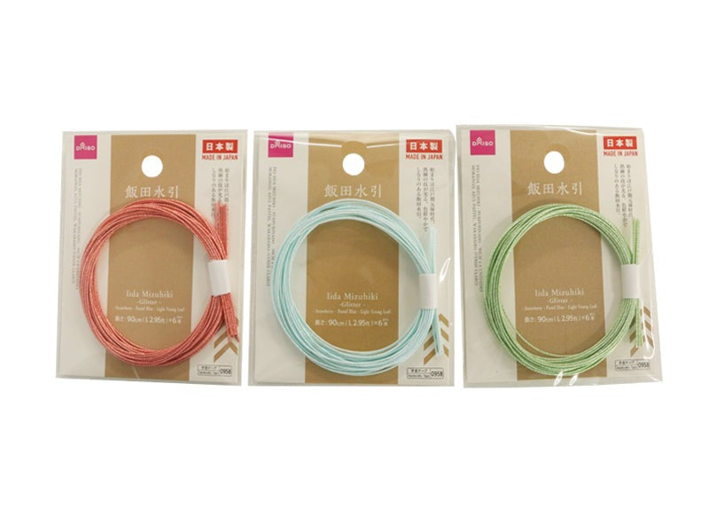 飯田水引（ラメ、６本、ストロベリー、パステルブルー、淡若葉） ダイソー(DAISO)