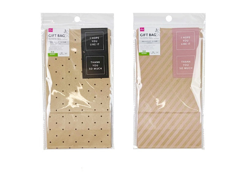 ガゼットバッグ（クラフトＢ、５枚、シール付） ダイソー(DAISO)