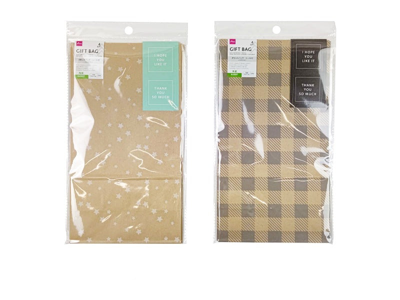 ガゼットバッグ（クラフトＡ、４枚、シール付） ダイソー(DAISO)