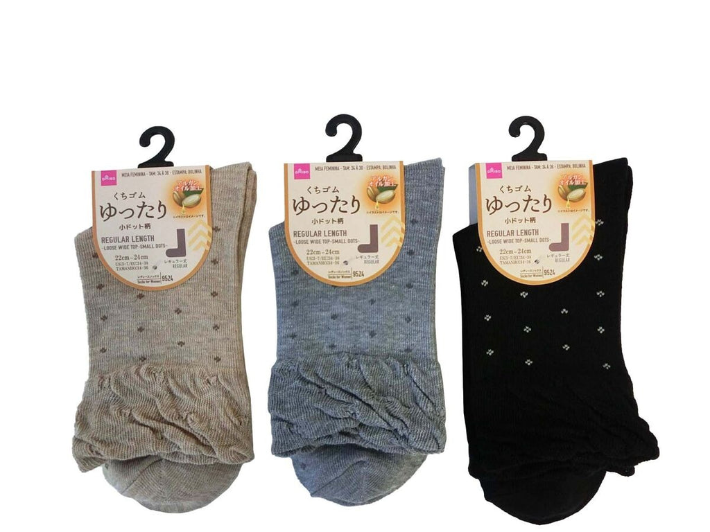 シニア用ソックス（レディース、レギュラー丈、ゆったりくちゴム、小ドット柄） ダイソー(DAISO)