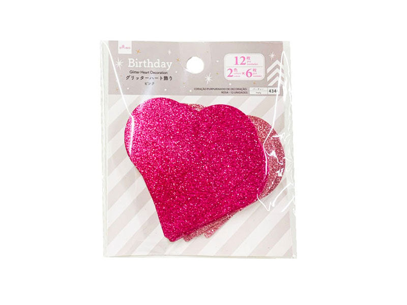 グリッターハート飾り（ピンク、１２枚） ダイソー(DAISO)