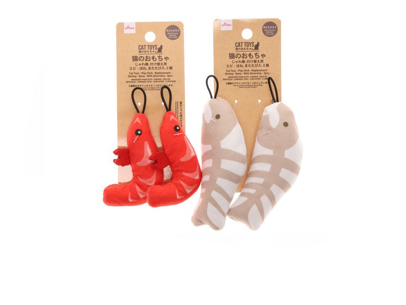 猫のおもちゃ（じゃれ棒、付け替え用、エビ・ほね、またたび入、２個） ダイソー(DAISO)