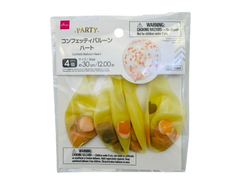 コンフェッティバルーン、４個（ハート）１２インチ ダイソー(DAISO)