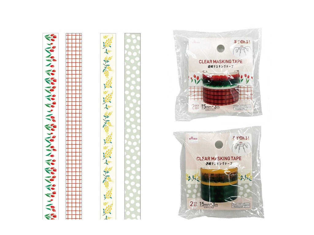クリアマスキングテープ（１５ｍｍ×３ｍ、２個入、Ａ） ダイソー(DAISO)