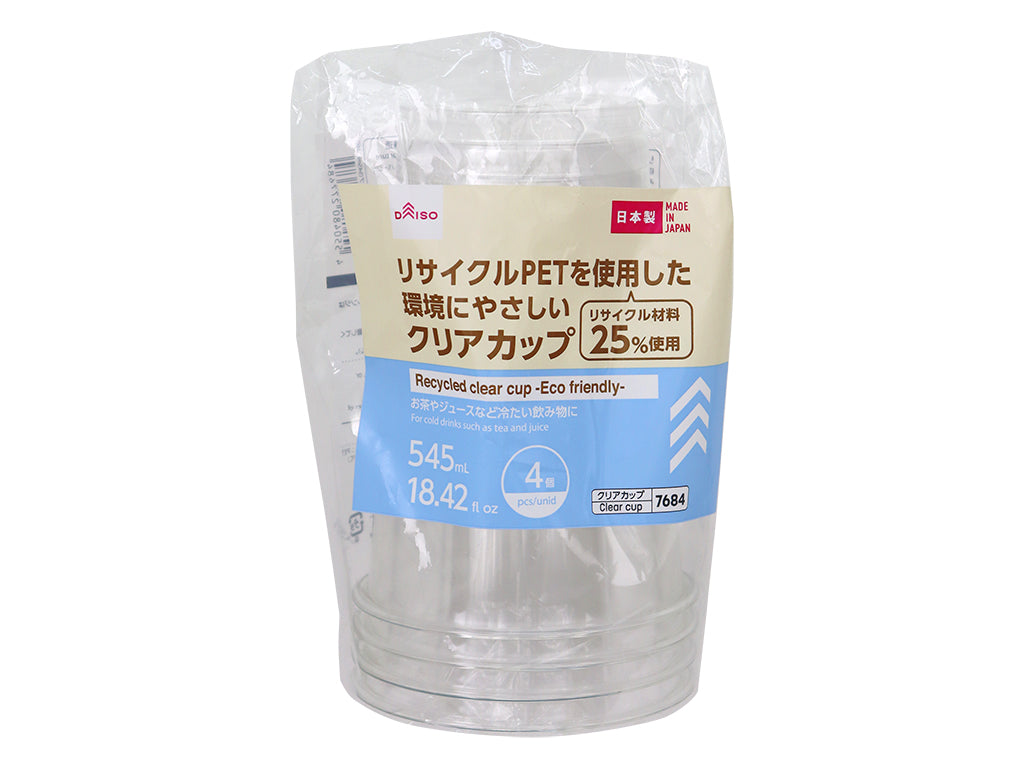 リサイクルＰＥＴ使用クリアカップ（４個） ダイソー(DAISO)