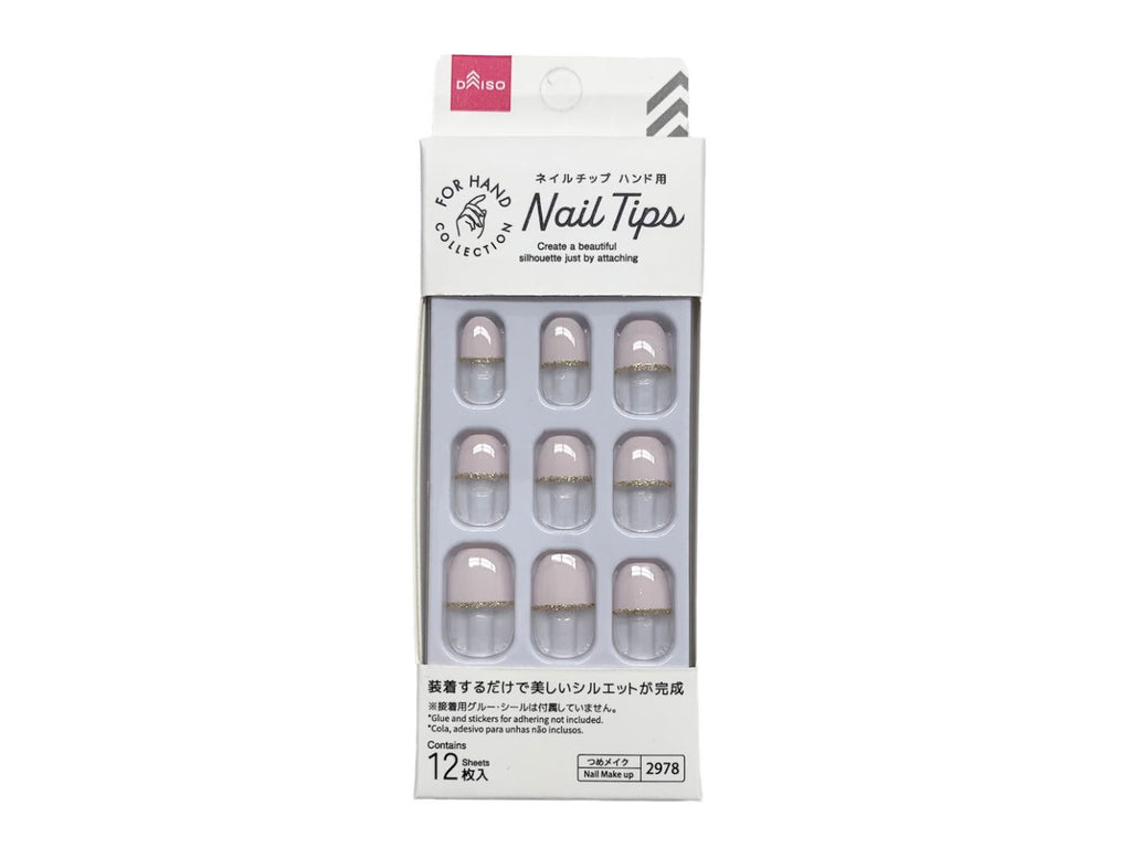 ネイルチップ（ハンド、ハーフクリアフレンチライトピンク） ダイソー(DAISO)