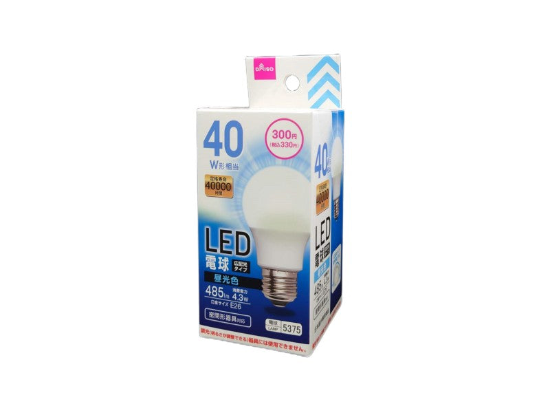 ＬＥＤ電球（４０Ｗ形相当、昼光色） ダイソー(DAISO)