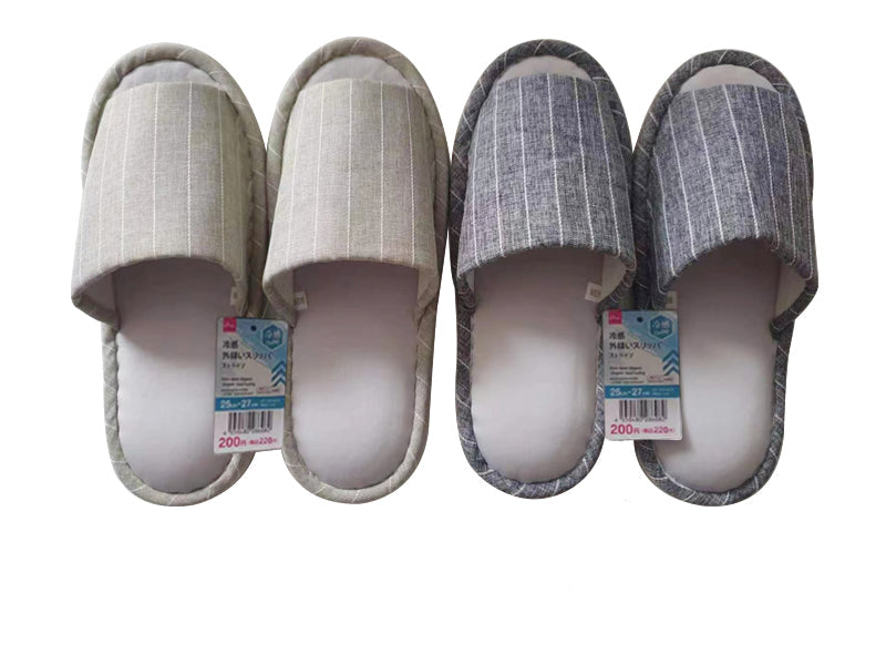外縫いスリッパ（ストライプ、冷感、２５ｃｍ－２７ｃｍ） ダイソー(DAISO)
