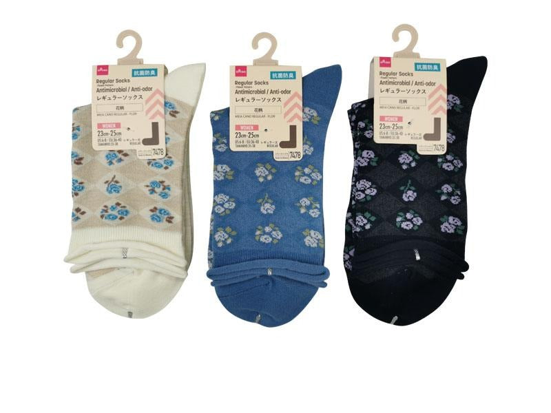 レギュラーソックス（抗菌防臭、花柄） ダイソー(DAISO)