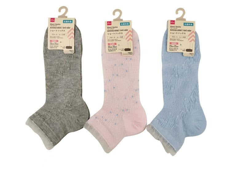 ショートソックス（抗菌防臭、フロート、レース付） ダイソー(DAISO)