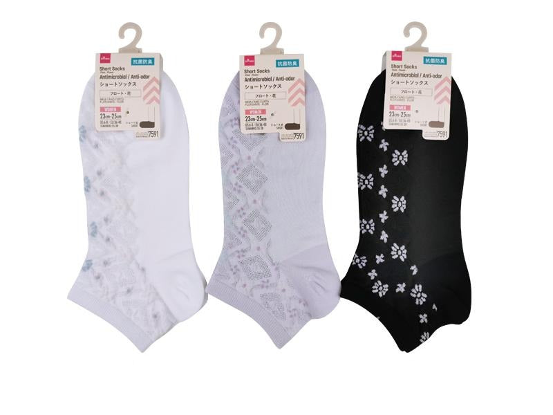 ショートソックス（抗菌防臭、フロート、花） ダイソー(DAISO)