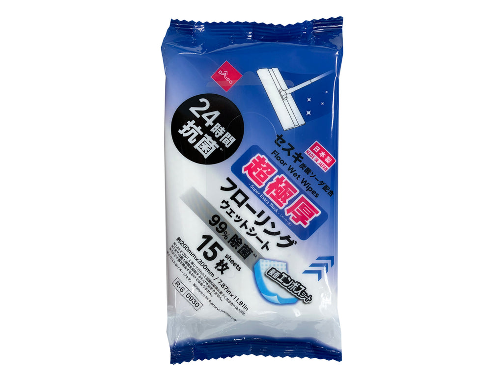 フローリングウェットシート（１５枚、２４ｈ抗菌、超極厚） ダイソー(DAISO)