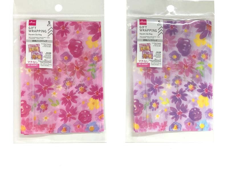 四角ジップバッグ（花柄、５枚） ダイソー(DAISO)
