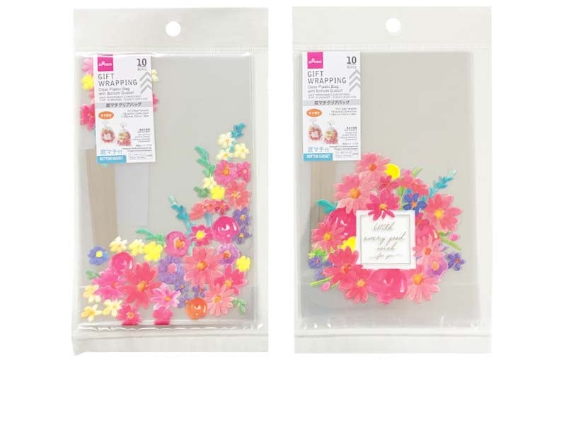 底マチクリアバッグ（花柄、１０枚） ダイソー(DAISO)
