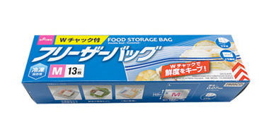 フリーザーバッグ（Ｗチャック付、マチ付、Ｍ、１３枚、冷凍保存用） ダイソー(DAISO)
