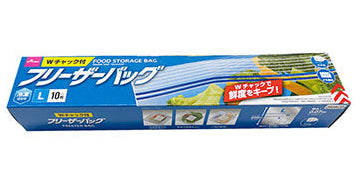 フリーザーバッグ（Ｗチャック付、マチ付、Ｌ、１０枚、冷凍保存用） ダイソー(DAISO)