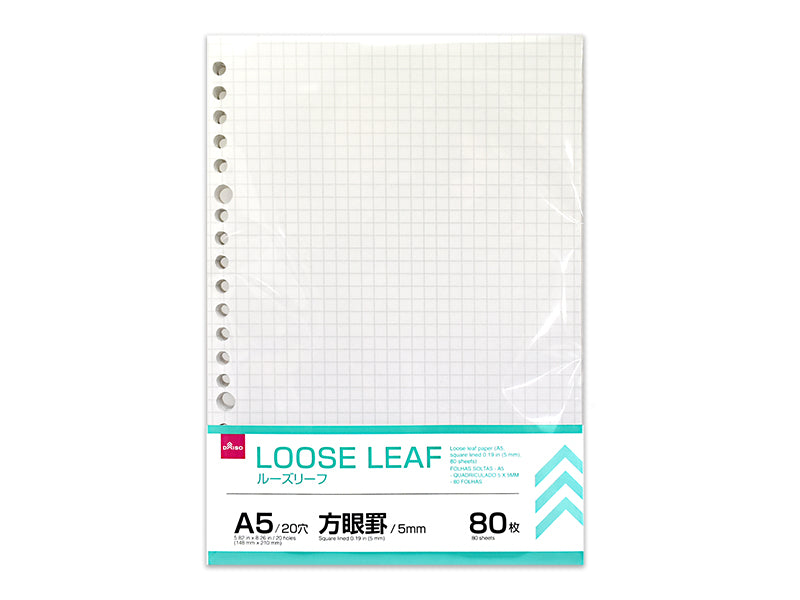 ルーズリーフ（Ａ５、５ｍｍ方眼罫、８０枚） ダイソー(DAISO)