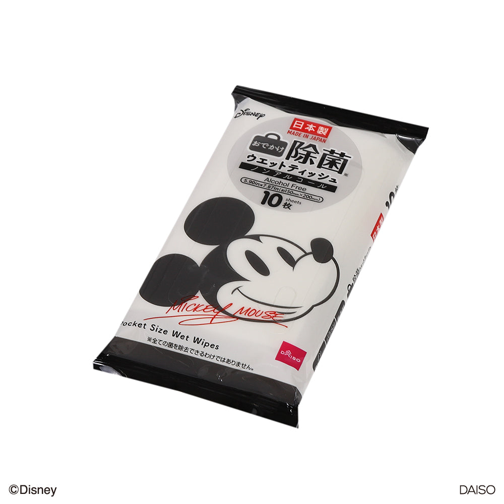 ノンアルコールポケットウェットティッシュ、１０枚、３個（ミッキー）ＣＮ、ＤＣ５ ダイソー(DAISO)