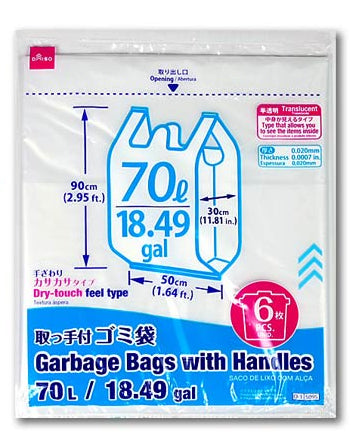 取っ手付ゴミ袋（半透明、６枚） ダイソー(DAISO)